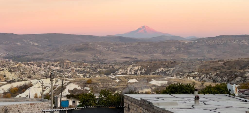 Volcan de Cappadoce au coucher de soleil